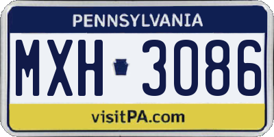 PA license plate MXH3086