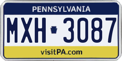 PA license plate MXH3087