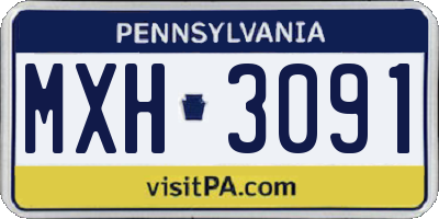 PA license plate MXH3091