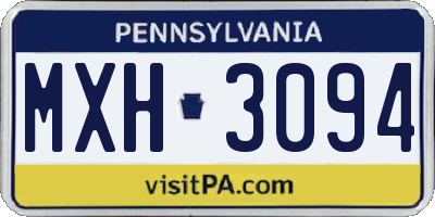 PA license plate MXH3094