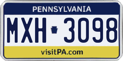 PA license plate MXH3098