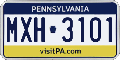 PA license plate MXH3101