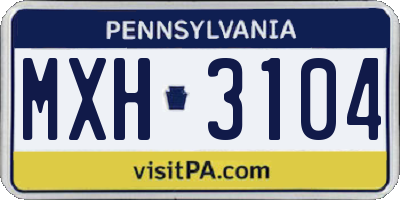 PA license plate MXH3104
