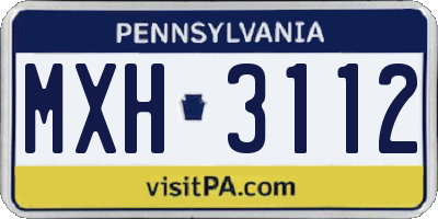 PA license plate MXH3112