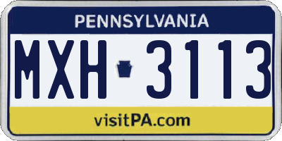 PA license plate MXH3113