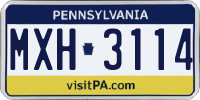 PA license plate MXH3114