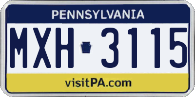 PA license plate MXH3115