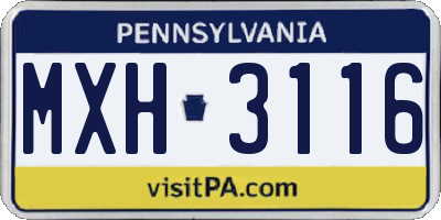PA license plate MXH3116