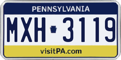 PA license plate MXH3119