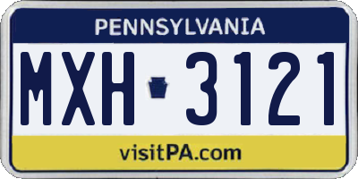 PA license plate MXH3121