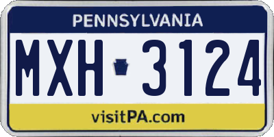 PA license plate MXH3124