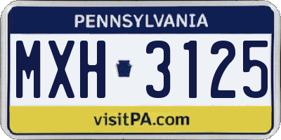 PA license plate MXH3125