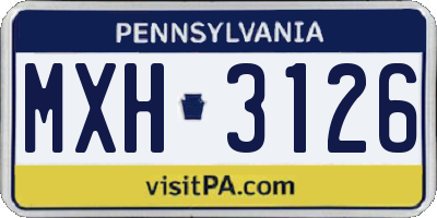 PA license plate MXH3126