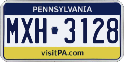 PA license plate MXH3128
