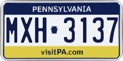 PA license plate MXH3137