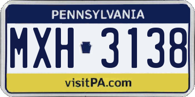 PA license plate MXH3138