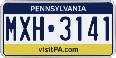 PA license plate MXH3141