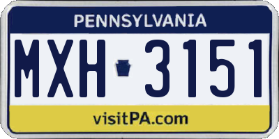 PA license plate MXH3151
