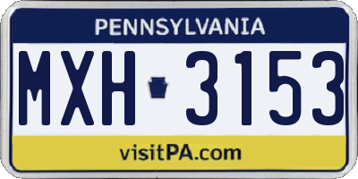 PA license plate MXH3153