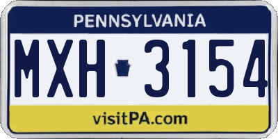 PA license plate MXH3154
