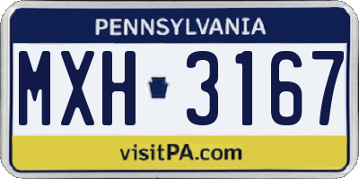 PA license plate MXH3167