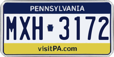 PA license plate MXH3172