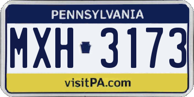 PA license plate MXH3173