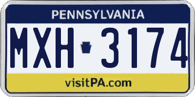 PA license plate MXH3174
