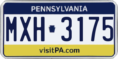 PA license plate MXH3175