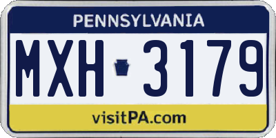 PA license plate MXH3179