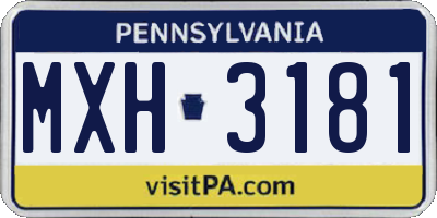 PA license plate MXH3181