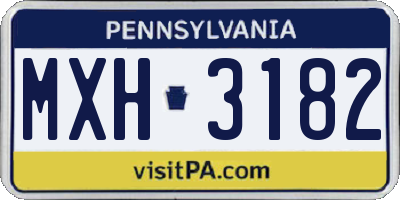 PA license plate MXH3182