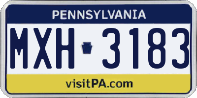 PA license plate MXH3183