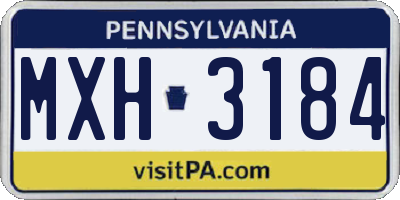 PA license plate MXH3184