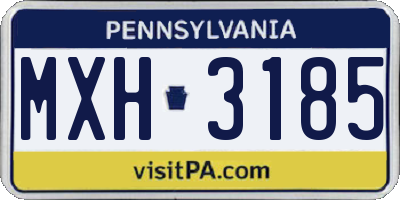PA license plate MXH3185