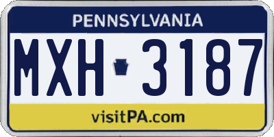 PA license plate MXH3187