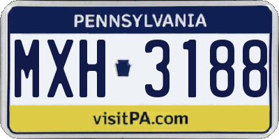 PA license plate MXH3188