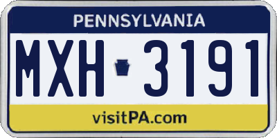 PA license plate MXH3191