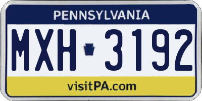PA license plate MXH3192