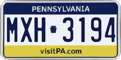 PA license plate MXH3194