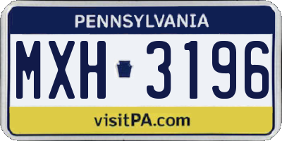 PA license plate MXH3196