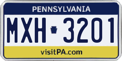 PA license plate MXH3201