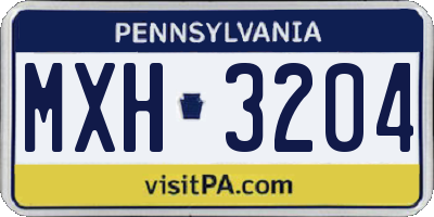 PA license plate MXH3204