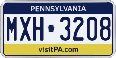 PA license plate MXH3208