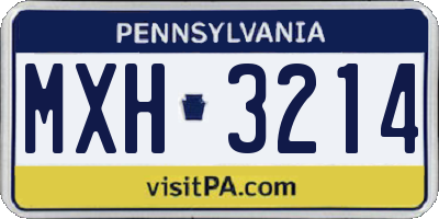 PA license plate MXH3214