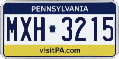 PA license plate MXH3215