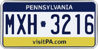 PA license plate MXH3216