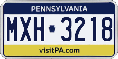 PA license plate MXH3218