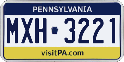 PA license plate MXH3221