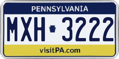 PA license plate MXH3222